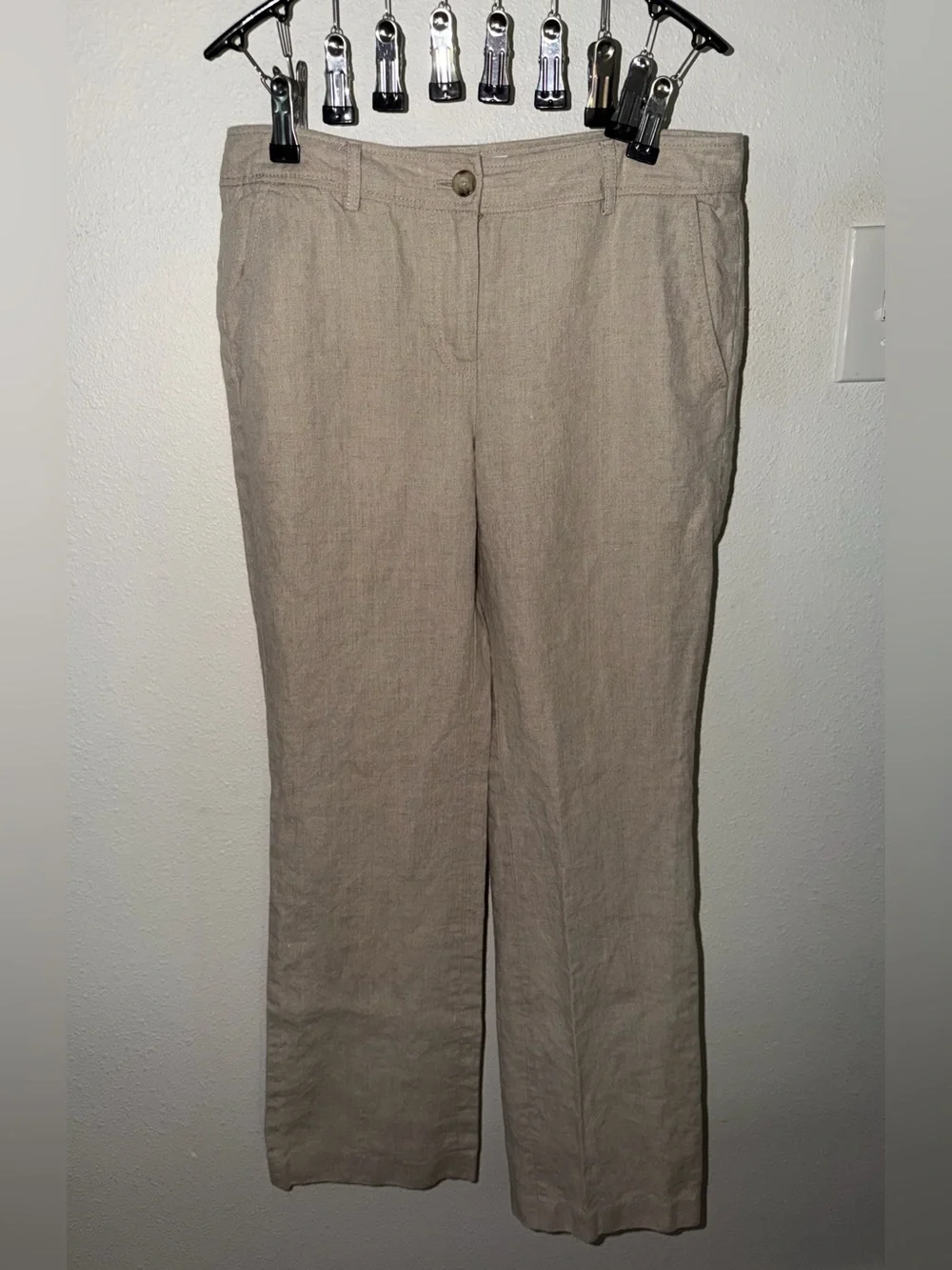 Michael Kors Taupe Boot-Cut Linen-Blend Pants